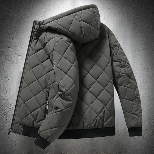 Men's Hooded Quilted Bomber Jacket